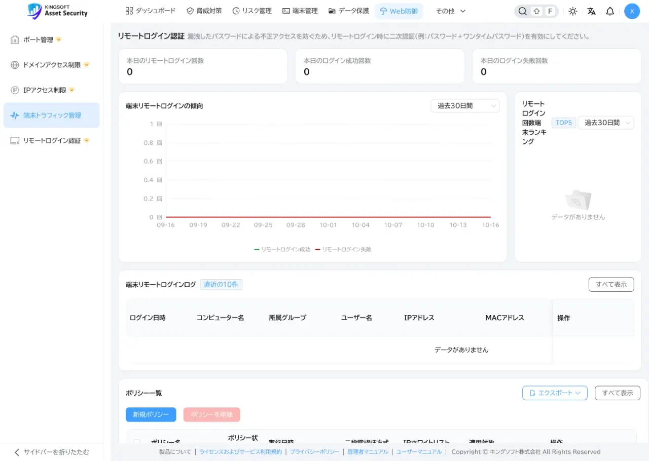 リモートログイン認証の画面